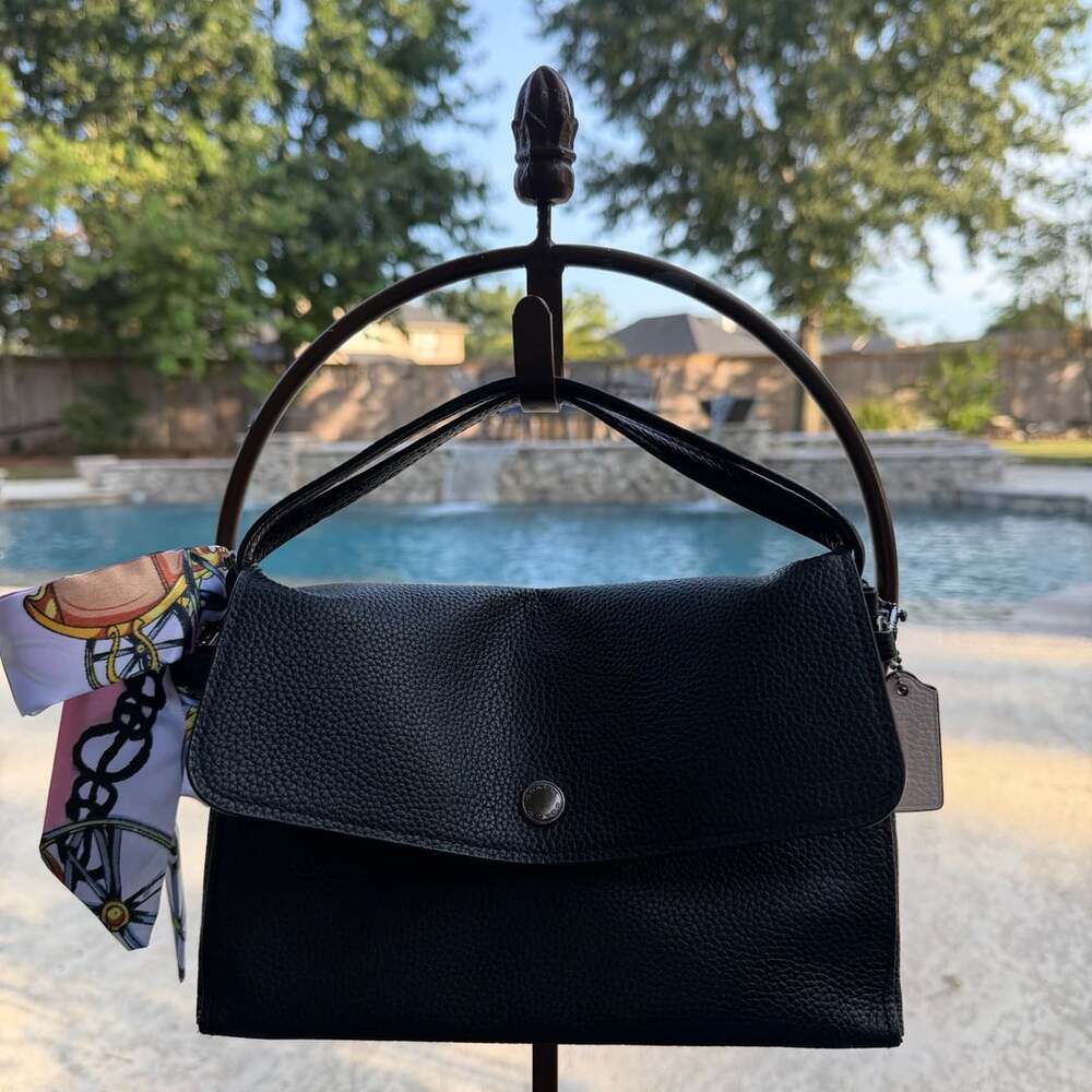 Coach 3 compartment, Black, Cream & Pink Leather Crossbody Bag